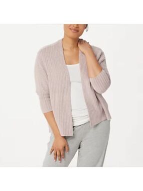 Barefoot Dreams CozyChic Lite Ribbed Shrug Cardigan Faded Rose L/XL NWT